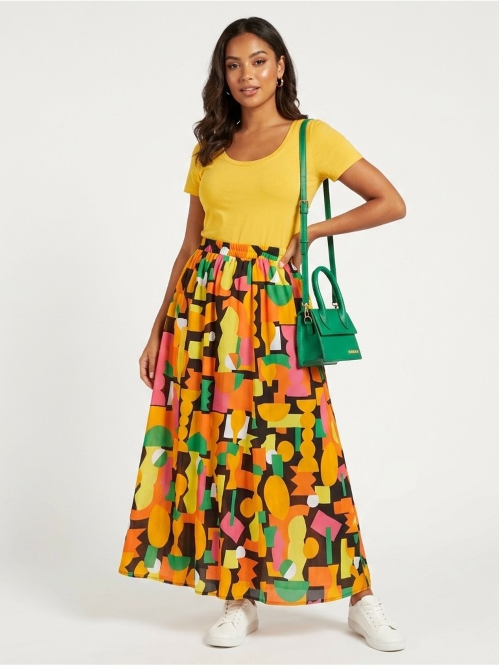 Live 4 Truth Women's Dopamine Multicolor Maxi Elastic Waist Skirt- Size Medium